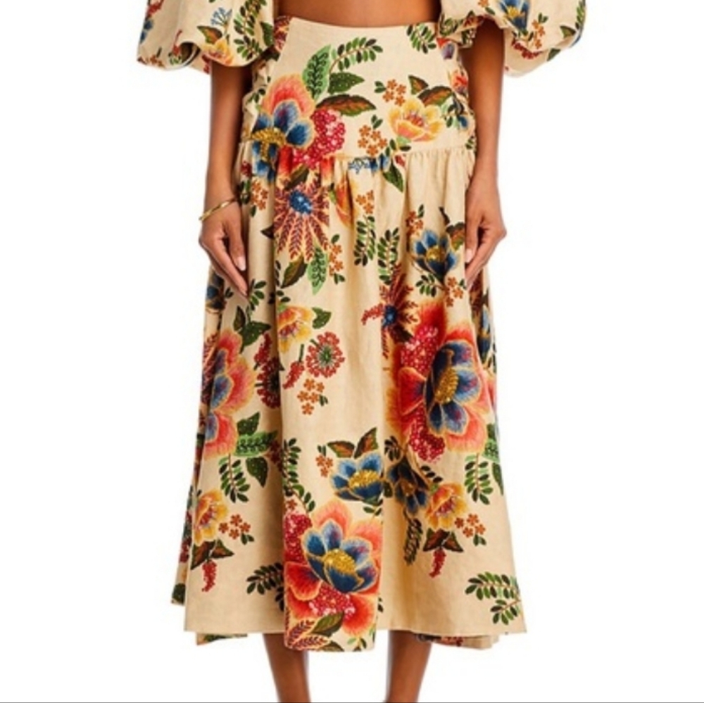 Farm Rio Delicate Garden Linen Skirt